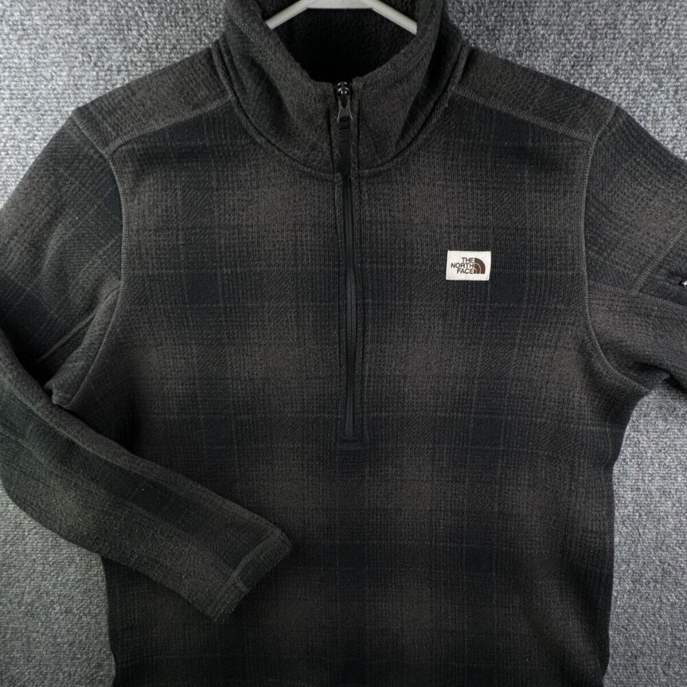 North Face Sweater Men XL Black Gray 1/2 Zip Jacket Pullover Fleece Soft Adult
